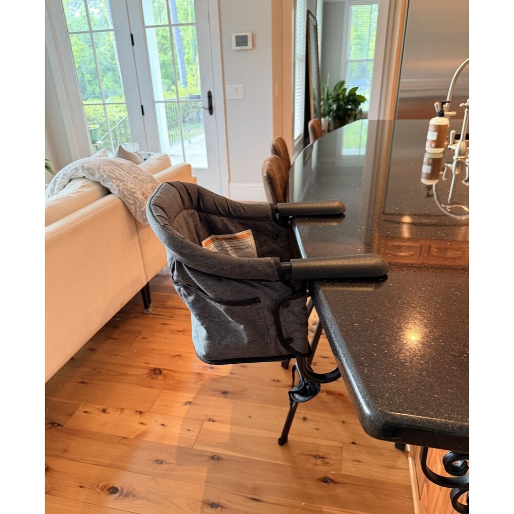 Lulunemo Portable Clip-On High Chair Gray Travel Baby Seat Clamp Table Folding